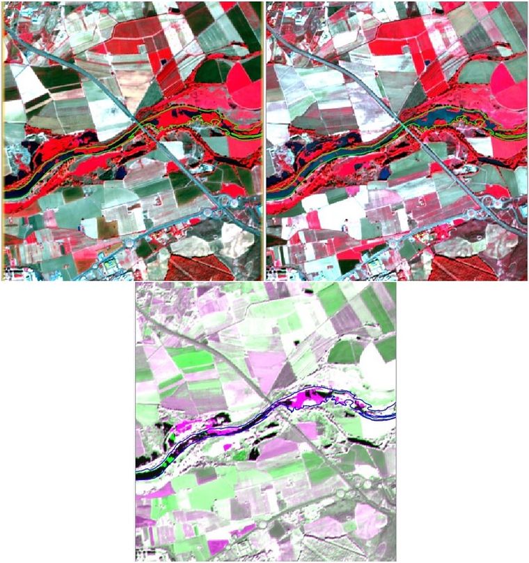 Comparación imágenes S2 - Río Guadiana con camalote