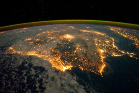 Península Ibérica de noche