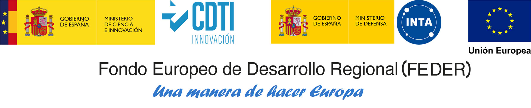 logos Fondos FEDER, CDTI y Ministerio de Ciencia e Innovación